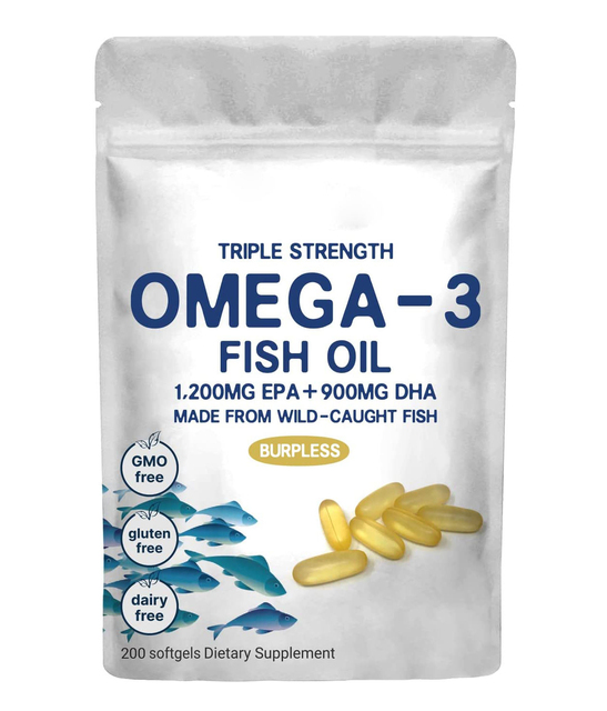 Pure Omega-3 Fish Oil Softgels Lemon Flavor-Private Label Supplement for Adult Heart, Brain & Joint Wellness Support
