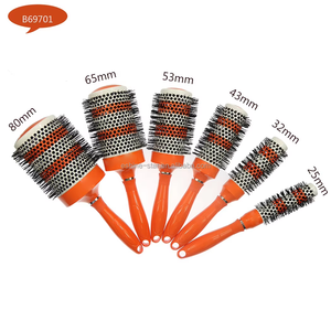 Nhãn hiệu riêng chịu nhiệt vòng bàn chải tóc-gốm tráng nhôm thùng, mềm Nylon lông, Ergonomic nhựa xử lý - Product Image 2