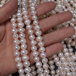 Natural Real <strong>Pearls</strong> <strong>8</strong>-<strong>9mm</strong> Near Round Strand Fresh Water <strong>Pearl</strong> <strong>Loose</strong> Beads for Jewelry Making Wholesale