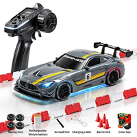Voiture de drift RC Zhorya à l'échelle 1:43, 2,4 GHz, 4 roues motrices, stabilisation automatique intégrée, lumières LED, direction servo, suspension 4 roues, jeu de pneus doubles