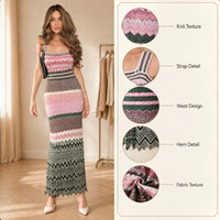 Robe tricotée sans manches pour femme de haute qualité, design plissé coloré avec taille naturelle, longueur ras du sol, idéale pour la vie quotidienne estivale