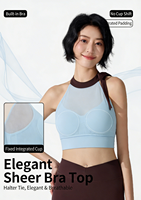Top Deportivo Corto de Malla Fluida con Tirantes Cruzados para Mujer, 2 en 1, con Sujetador Incorporado, Suave como la Mantequilla, Transpirable, para Gimnasio, Yoga y Fitness