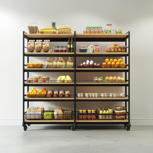 رفوف مخصصة بإطار معدني متعدد الطبقات لمتاجر السوبر ماركت رفوف عرض للفواكه والخضروات متحركة - Product Image 2