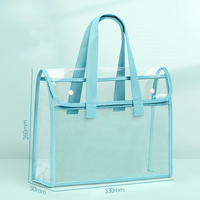 Pochette zippée transparente en PVC grande capacité de style coréen pour l'école et le bureau, sac de rangement pour documents, impression numérique, poignée, classement des dossiers