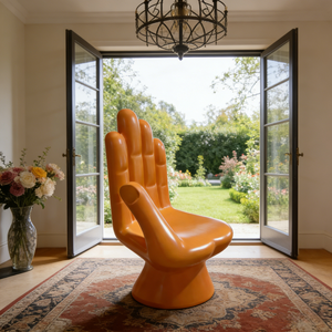 <span class=keywords><strong>Fauteuil</strong></span> d'appoint en forme de main orange, chaise créative en forme de palmier, <span class=keywords><strong>fauteuil</strong></span> de loisirs moderne en fibre de verre pour salon de luxe – Offre Spéciale - Product Image 3