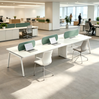 Poste de travail modulaire 6 places avec cloison acoustique, design moderne, bureau de personnel en open space, prix de gros