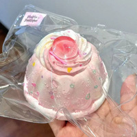Jouet anti-stress en silicone alimentaire ultra-résistant en forme de pudding crémeux à la cerise, pour la préparation de crème fouettée, pour les 7-14 ans, emballé individuellement