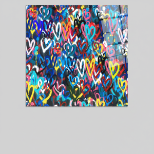 Lienzo Impreso: Banksy Love Hearts - Decoración de Graffiti Colorido, ARTE EN VIDRIO TEMPLADO - Product Image 2