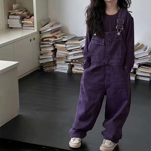 2023 Automne Filles Enfants Bretelles Violet Combinaison - Product Image 1