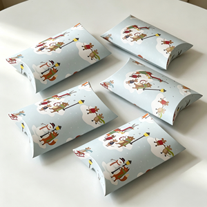 Boîte à biscuits de Noël en forme de coussin pour boulangerie, pâtisserie, cadeau, boîte à friandises motif baies de houx pour tarte aux haricots rouges, tarte à l'ananas à emporter - Product Image 4