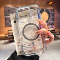 Coque de téléphone magnétique transparente en TPU acrylique scintillant pour iPhone 17 Air, compatible avec iPhone 15, 14, 13, 12, 11, 16 Pro Max Plus – Protection intégrale