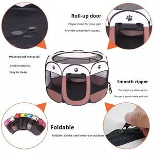 Valla para mascotas con diseño octogonal, tienda plegable para gatos, habitación de maternidad, cierre de cremallera, jaula protectora para perros, caja nido para gatos - Product Image 3