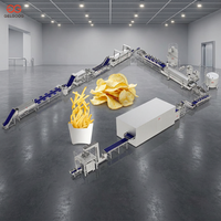 Volledig automatische aardappelchips productielijn, 500 kg/uur, commerciële machine voor het maken van knapperige aardappelchips en frieten