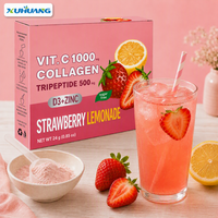 Boisson beauté éclaircissante pour la peau, mélange de vitamine C et de collagène en poudre, saveur fraise, antioxydant, sans sucre, OEM, marque privée