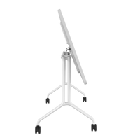Table de conférence de bureau moderne multifonctionnelle OMNI en acier inoxydable avec plateau rabattable, design roulant, pour usage commercial