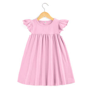 2023 NO MOQ Kids Girls abiti all'ingrosso Little Baby Blank Cotton Dress abbigliamento da ragazza - Product Image 4