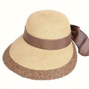 Fashion Western Style Women's Large Brim Beach <b>Hat</b> Vacation Seaside Straw <b>Hat</b> Woman Straw Bucket <b>Hat</b> - Product Image 6