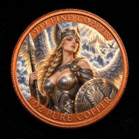 Pièce commémorative personnalisée en gros, motif Guerrier Viking Valkiria, 1 oz, Cuivre Pur .999, Impression UV Couleur, Gaufrée, Vente en Gros