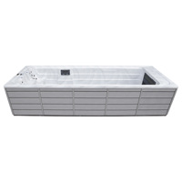 Bain à remous de luxe pour piscine personnalisable, bain à remous extérieur autoportant SWIM+SPA avec pompe à eau à haut débit et 28 jets