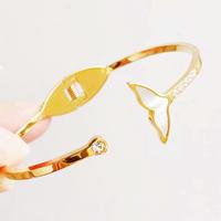 Bijoux de mode, bracelet en acier inoxydable 316L plaqué or 18K PVD, queue de sirène, bracelet manchette queue de baleine en nacre pour femmes