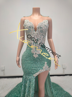 Robes de soirée scintillantes Ocstrade avec strass, sans manches, pour filles noires, robe de bal américaine, longues robes de bal élégantes