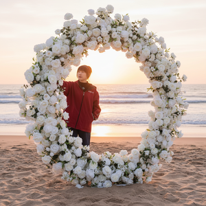 Arche florale, fond de scène de mariage, décoration de scène, fleurs artificielles, cercle floral rond, tendance sur les réseaux sociaux - Product Image 1