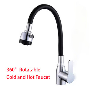 Modern <strong>Pull</strong> Down <strong>Sprayer</strong> Kitchen Faucet Black Sink Taps with Cold Water Tap Mixer - Product Image 1
