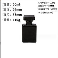 100ml en verre noir parfum eau vaporisateur bouteille plat carré cosmétique emballage pour crème pour le visage perruques flacons vides presse réapprovisionnement