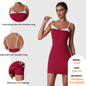 Vestido Deportivo Casual Transpirable para Mujer <span class=keywords><strong>Venka</strong></span>, de Secado Rápido, con Tirantes Finos Ajustables de Color en Contraste, con Relleno Antiexposición en el Pecho, para Yoga - Product Image 2