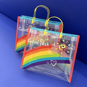 Bolsa de Compras de PVC con Asa Larga, Arcoíris, para Tiendas de Ropa, Embalaje de Regalos Universal, Color Personalizado - Product Image 2