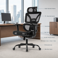 Chaise de bureau ergonomique moderne à dossier haut en maille, avec support lombaire réglable, appui-tête et fonction inclinable, pivotante, pour ordinateur - Vente en gros