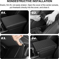 Housse de console centrale de voiture Coussin d'accoudoir en cuir avec 2 sacs de rangement Coussin de siège universel pour accoudoir de voiture Intérieur de voiture