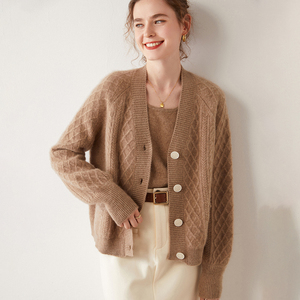 Nhà Máy Tùy Chỉnh Mùa Xuân Thời Trang Phụ Nữ Len Áo Len Nút Cardigan Hàn Quốc Phụ Nữ Mỏng Đan Sườn Cashmere Cardigan Áo Len - Product Image 5
