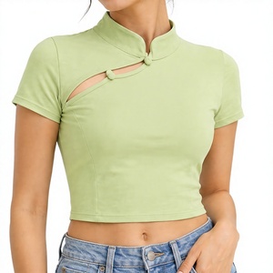 Ladies <b>Crop</b> <b>Top</b> Short Sleeve <b>Crop</b> <b>Top</b> Custom <b>Crop</b> <b>Top</b> 100% Cotton <b>Crop</b> <b>Top</b> Fashion Wear Manufacturer Spring Summer Wear - Product Image 1