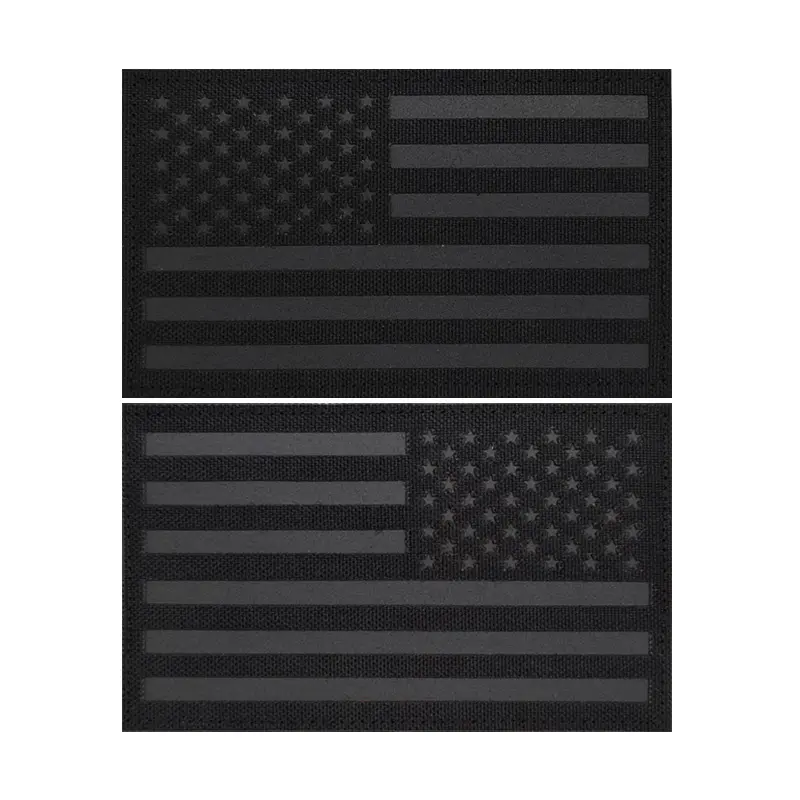 Светоотражающий черный бейдж с американским флагом, нейлоновый ремешок с крючком и петлей для украшения одежды