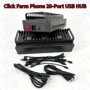 Hub USB 20 Porte Ethernet per Software Gratuito Click Farm, Box per Farming di Telefoni Cellulari Android Transsion Tecno Infinix Itel HONOR - Product Image 1