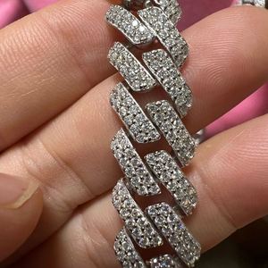 Collar de cadena de eslabones cubanos de diamante de moissanita de plata esterlina Hip Pop - Product Image 6