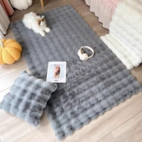 Tapis et carpettes en fausse fourrure de lapin à semelle en daim de haute qualité, vente en gros d'usine, décoration intérieure pour salon shaggy
