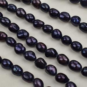 Collar de Perlas Barrocas Naturales de Agua Dulce de 8-9 mm, Perla Negra Suelta para Joyería DIY, Semiterminada con Orificio Recto - Product Image 3