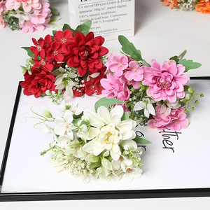 Fleurs artificielles de dahlia Lichao en soie, réalistes, pour mariage, décoration de la maison, bouquet orange, jaune, rose, champagne, blanc - Product Image 4