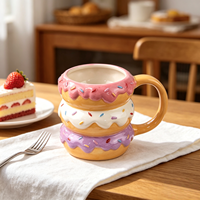 Tasse à café en céramique écologique en forme de donut avec anse couleur chocolat et effet crème gouttelette 501-600ml – Cadeaux d'affaires