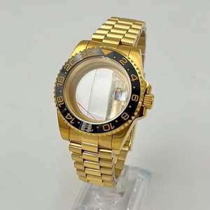 Caja de Reloj de Acero Inoxidable de 40 mm, Juego de Correa Dorada Completa, Caja Trasera Transparente, Cristal de Zafiro Resistente al Agua, Movimiento NH34/NH35 - Product Image 4