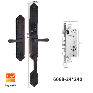 22K सोना मढ़वाया पीतल प्रवेश द्वार डिजिटल संभाल ताला लक्जरी तांबा जाली लकड़ी के दरवाजे फिंगरप्रिंट डिजिटल ताला - Product Image 4
