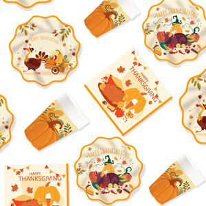 Juego de Vajilla con Tema de Hojas de Arce y Pavo de Acción de Gracias DAMAI, Platos de Papel, Vasos, Servilletas, Decoración de Mesa de Acción de Gracias, Decoraciones para Fiestas - Product Image 4