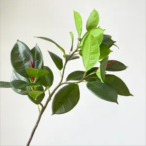 Wholesale artificial latex green leaves for home Wedding center decor green plant