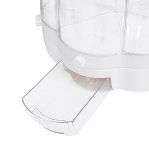 Drehbare Lebensmittelbehälter aus Kunststoff, Reisverteiler, transparent, großes Fassungsvermögen, Behälter für Bohnen und Getreide mit Deckel - Product Image 5