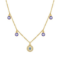 Collier en acier inoxydable avec pendentif délicat en émail bleu œil porte-bonheur, chaîne à maillons plaquée or 18 carats, cadeau œil du diable pour femme