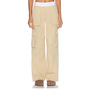 High quality custom mid rise cargo rave pant cotton pants for women