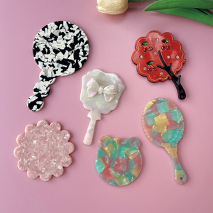 Espejo de Maquillaje Acrílico Personalizado al por Mayor, 6 Estilos Kawaii, Espejo Cosmético Portátil de Acetato con Diseño Marmoleado para Regalos - Product Image 4