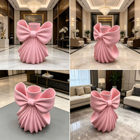 Nouveau Vase Moderne en Plastique Rose avec Nœud 2026 pour Salon, Décoration Intérieure Haut de Gamme, Composition Florale pour Bureau